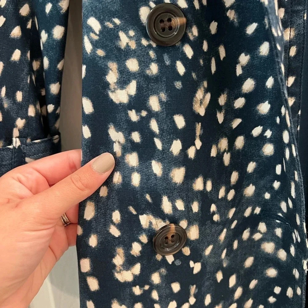 NWT Ann Taylor Blue Dot Trench Coat - Picture 11 of 12